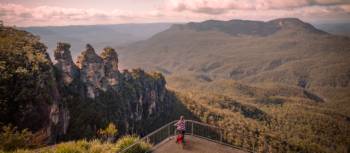 Cyclist taking in the views at Echo Point Lookout | Tim Charody