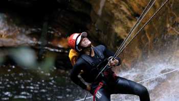 Empress Falls Abseil 2,Jake Anderson Descending Empress Falls in the Blue Mountains