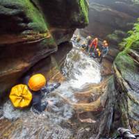 Sliding is one of the many thrills in Empress Falls Canyon | Karleigh Honeybrook