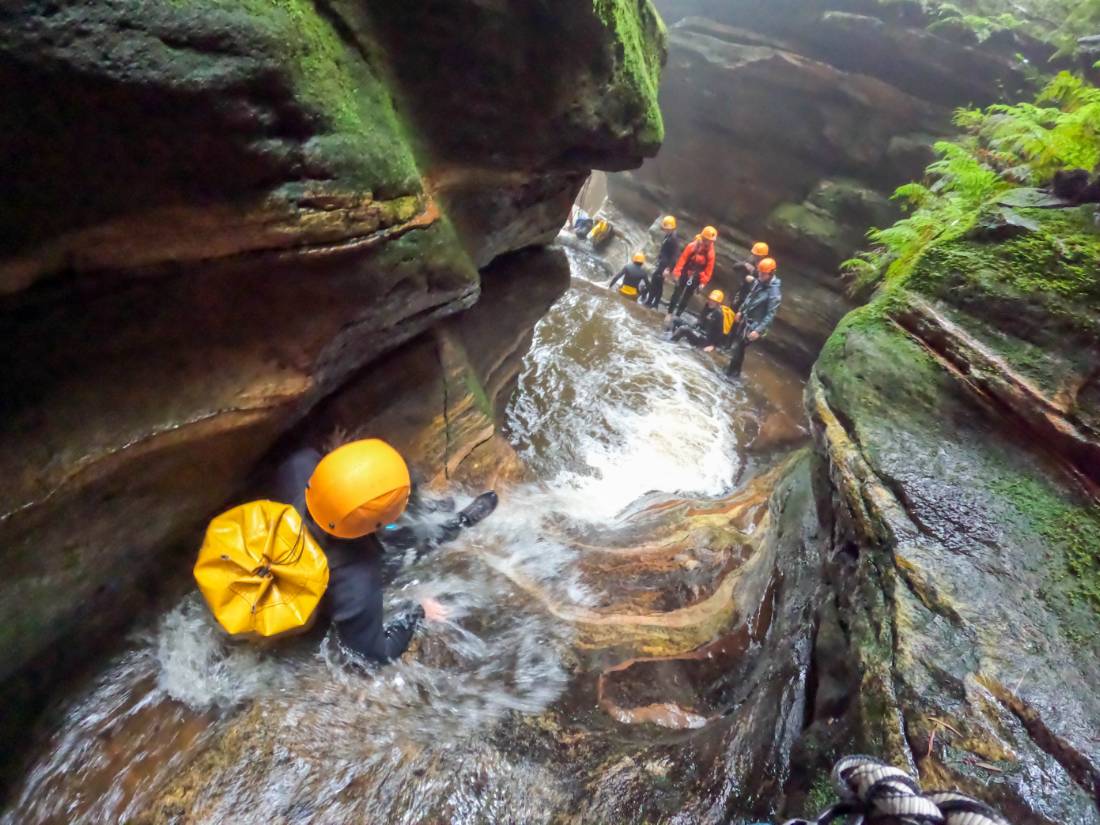 Sliding is one of the many thrills in Empress Falls Canyon |  <i>Karleigh Honeybrook</i>