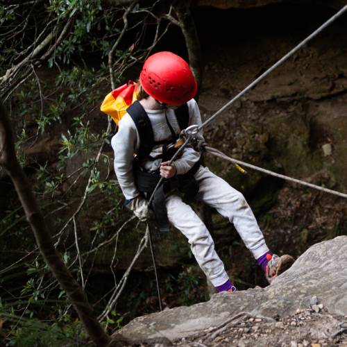 Abseiling into Juggler Canyon